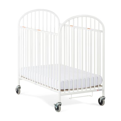 Foundations® Pinnacle Compact Folding Crib with Professional Series 4in Foam Mattress, White